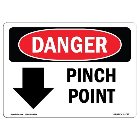 SIGNMISSION OSHA Danger Sign, Pinch Point, 5in X 3.5in Decal, 3.5" W, 5" L, Landscape, OS-DS-D-35-L-1716 OS-DS-D-35-L-1716
